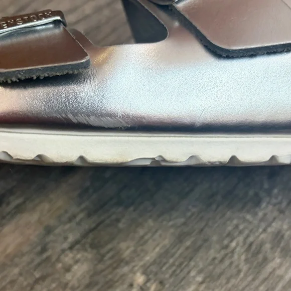 Birkenstock Arizona Soft Footbed, Silver, EU 39/US 8 normcore minimalist boho - Picture 4 of 16